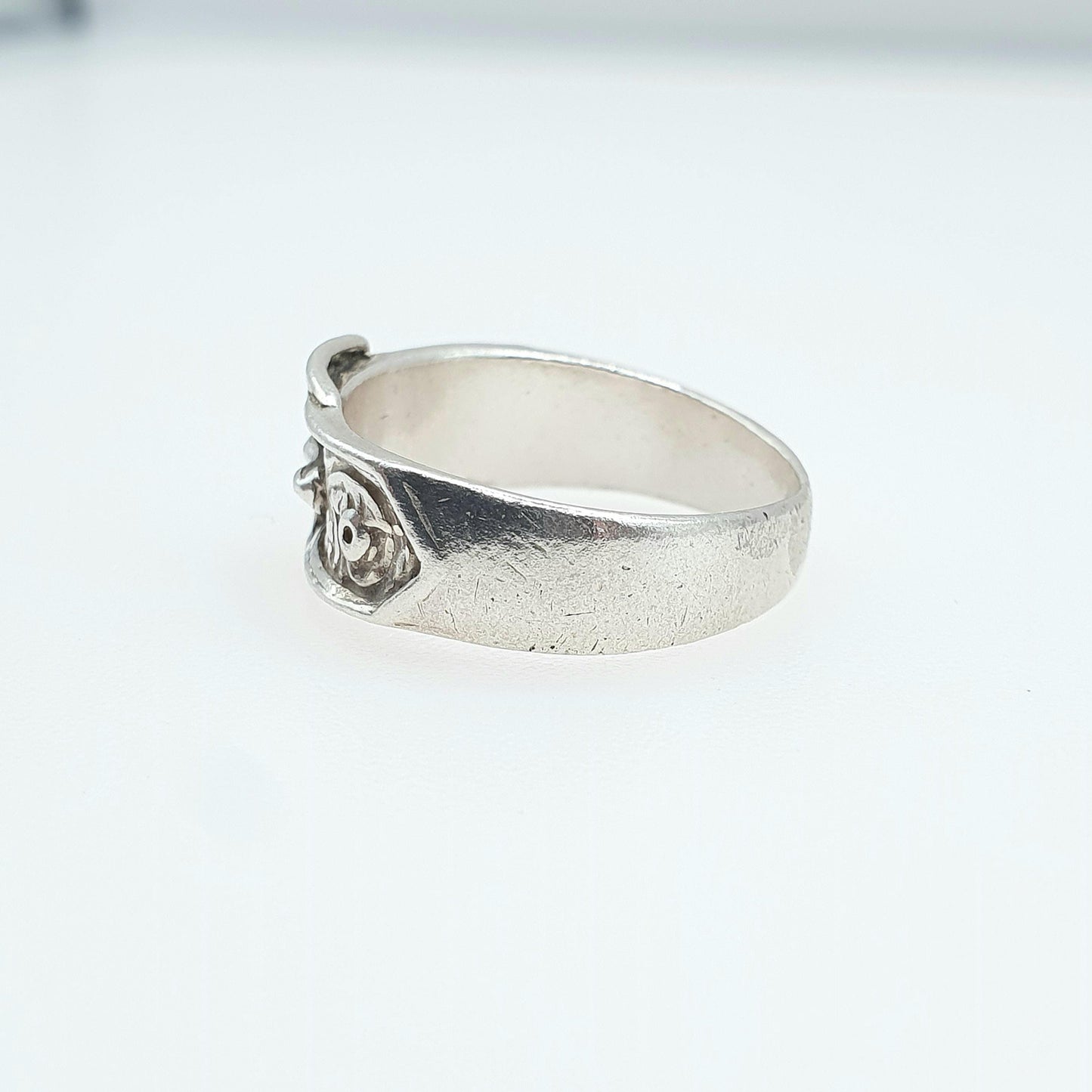 Vintage Sterling Silver Belt Buckle Ring Band Stacker Stacking Unisex Womens Mens Jewelry Jewellery UK O US 7.25