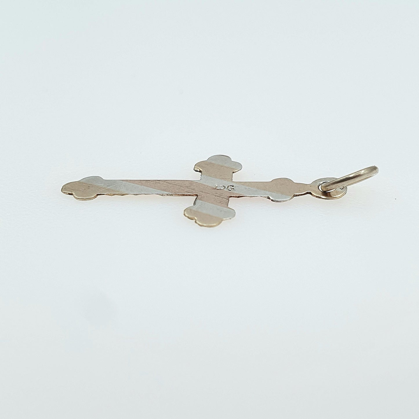 Vintage 9ct Gold Bulbed Cross Pendant Tri Colour Three Colour Gold Crucifix Charm Rose White Yellow Jewelry Jewellery
