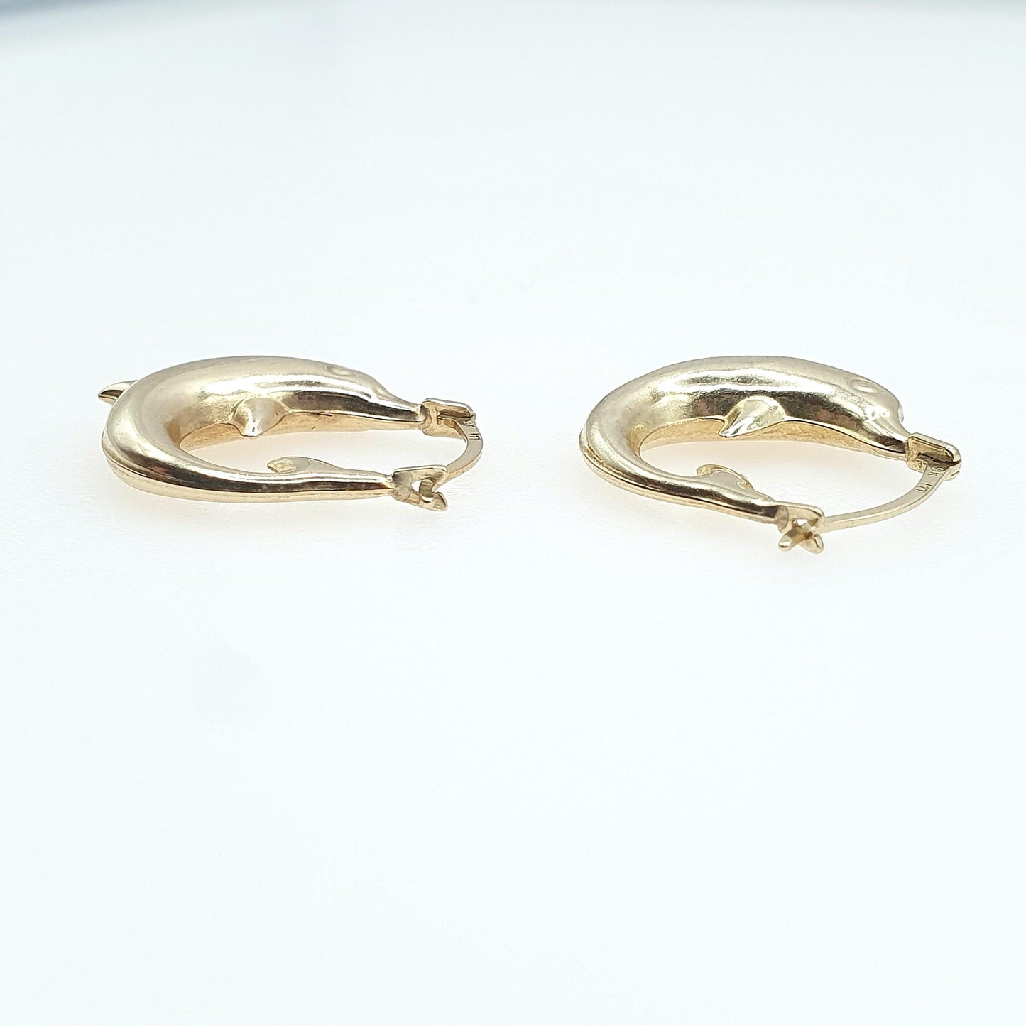 Vintage 9ct Gold Dolphin Hoop Earrings Dolphins Solid 9kt 9k Womens Jewelry Jewellery Y2K Style