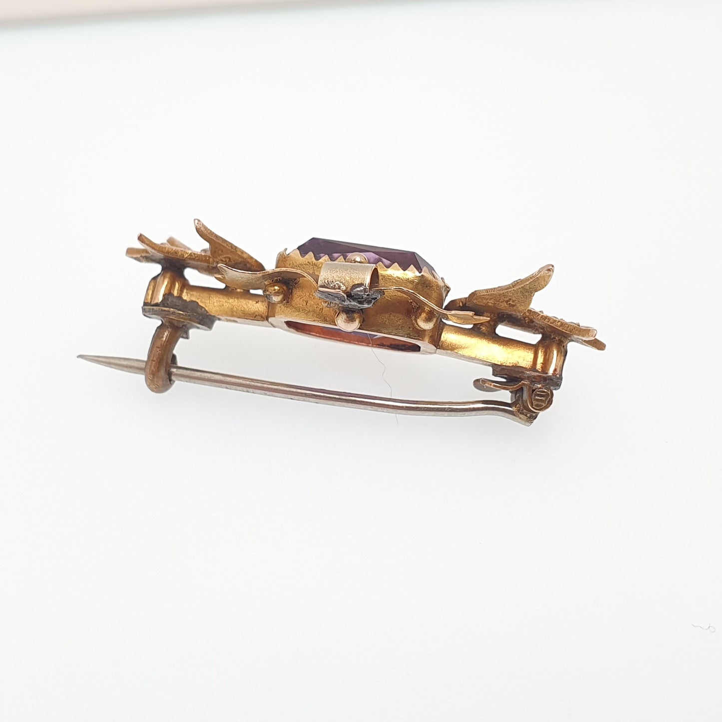 Antique 9ct Gold Amethyst Swallow Bird Brooch Bird Victorian 1897 Pin Seed Pearl Pair of Swallows Solid 9kt 9k Vintage Jewelry Jewellery