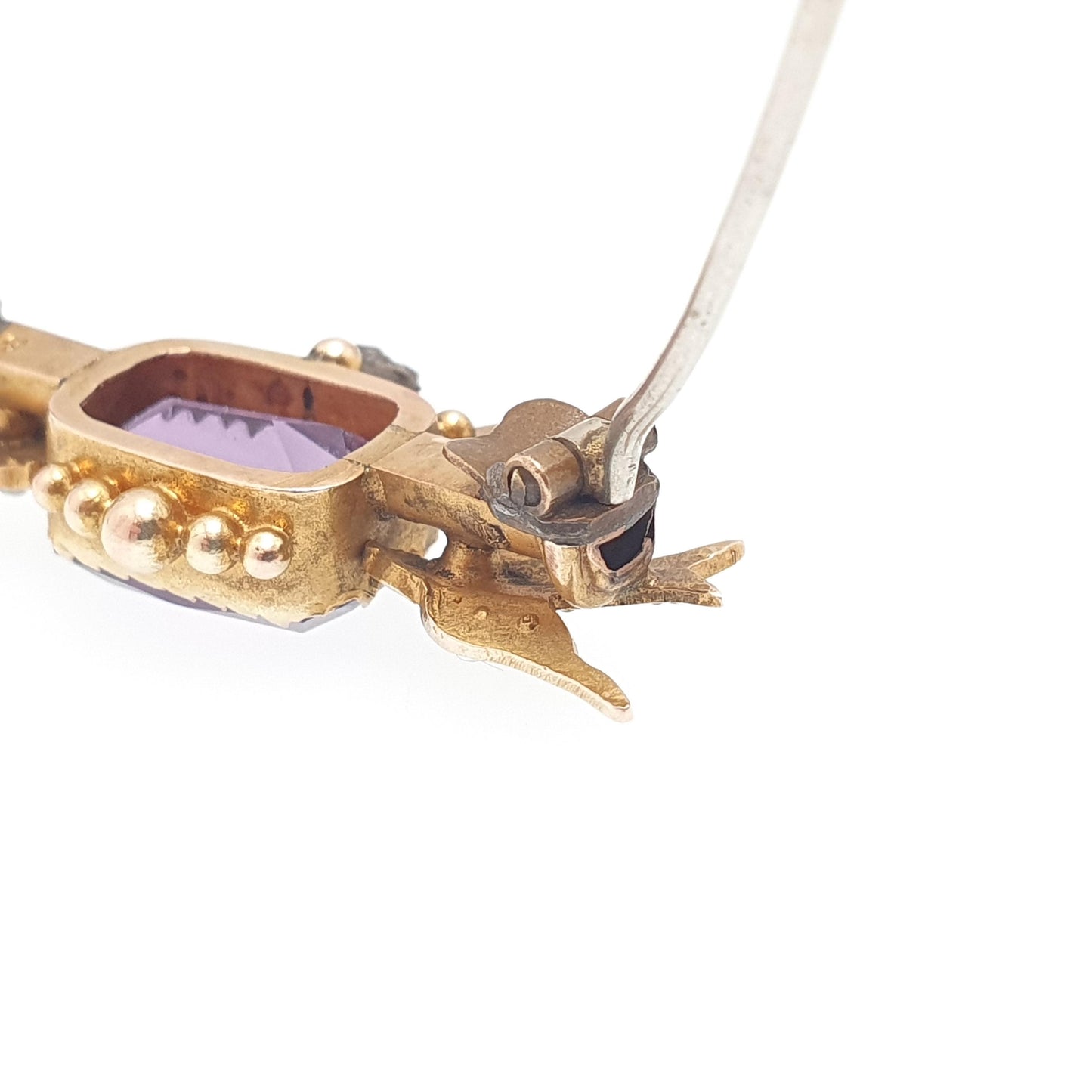 Antique 9ct Gold Amethyst Swallow Bird Brooch Bird Victorian 1897 Pin Seed Pearl Pair of Swallows Solid 9kt 9k Vintage Jewelry Jewellery