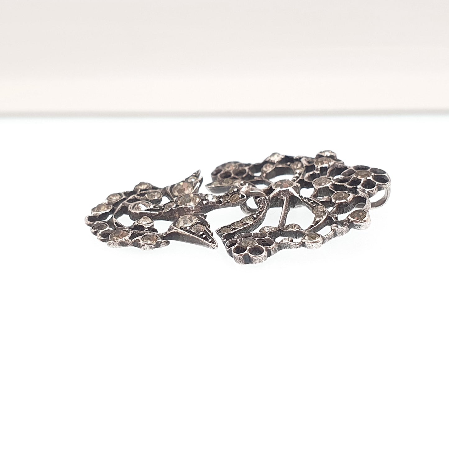 Antique Solid Silver Esprit Dove Diamond Paste Pendant Victorian Bird Necklace French Georgian Style Vintage Womens Jewellery Jewelry