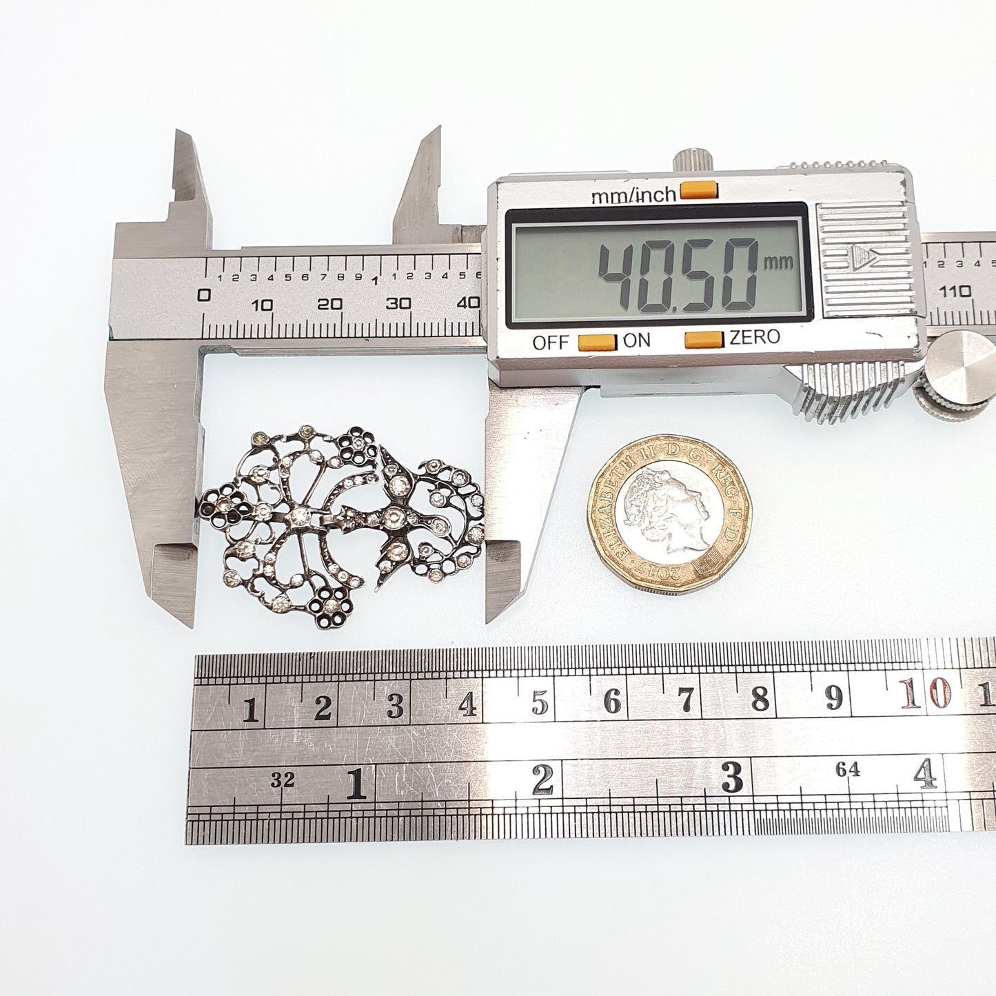 Antique Solid Silver Esprit Dove Diamond Paste Pendant Victorian Bird Necklace French Georgian Style Vintage Womens Jewellery Jewelry