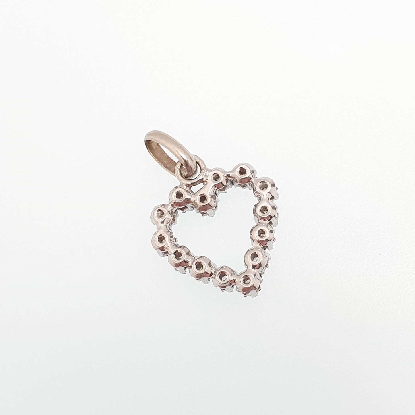 Vintage 18ct White Gold Diamond Heart Pendant Necklace French Natural Diamonds Solid 750 18k 18kt Love Gift Jewelry