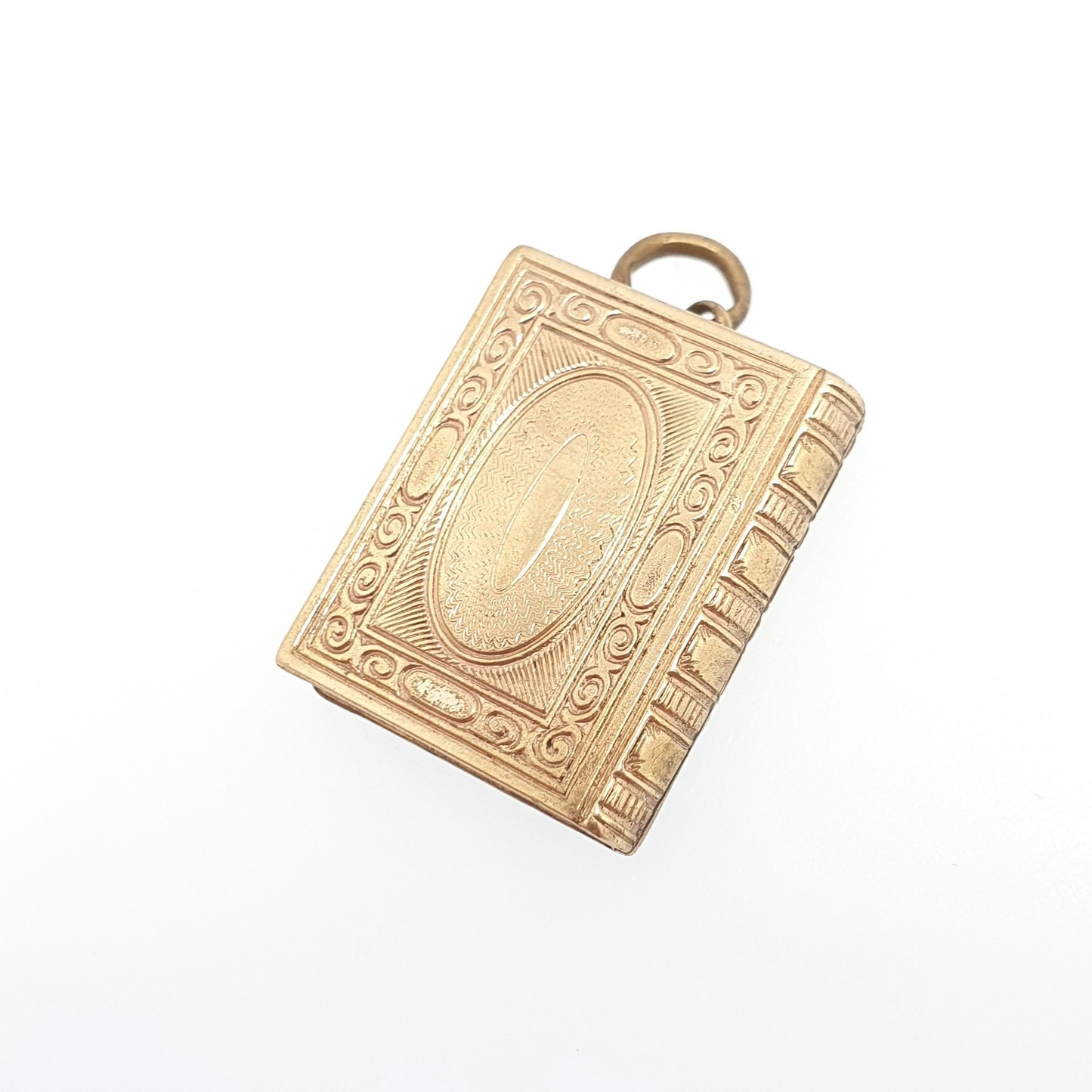 Antique Rolled Gold Book Locket Pendant Victorian Triple Picture Three Photo Gold Filled Vintage Necklace Jewelry Womens Jewellery