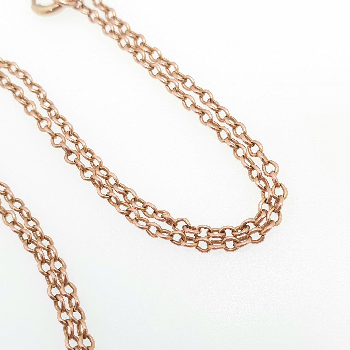 Antique 9ct 9k Rose Gold Chain Necklace Cable Trace Link Victorian 54cm 21.2" 5.42g Solid 9kt 375 Vintage Jewelry Jewelry