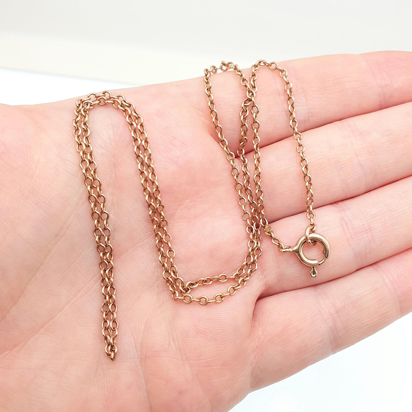 Antique 9ct 9k Rose Gold Chain Necklace Cable Trace Link Victorian 54cm 21.2" 5.42g Solid 9kt 375 Vintage Jewelry Jewelry