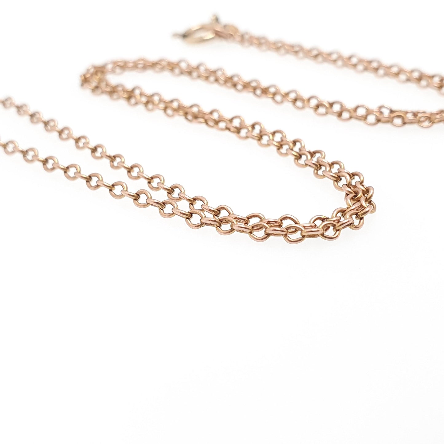 Antique 9ct 9k Rose Gold Chain Necklace Cable Trace Link Victorian 54cm 21.2" 5.42g Solid 9kt 375 Vintage Jewelry Jewelry