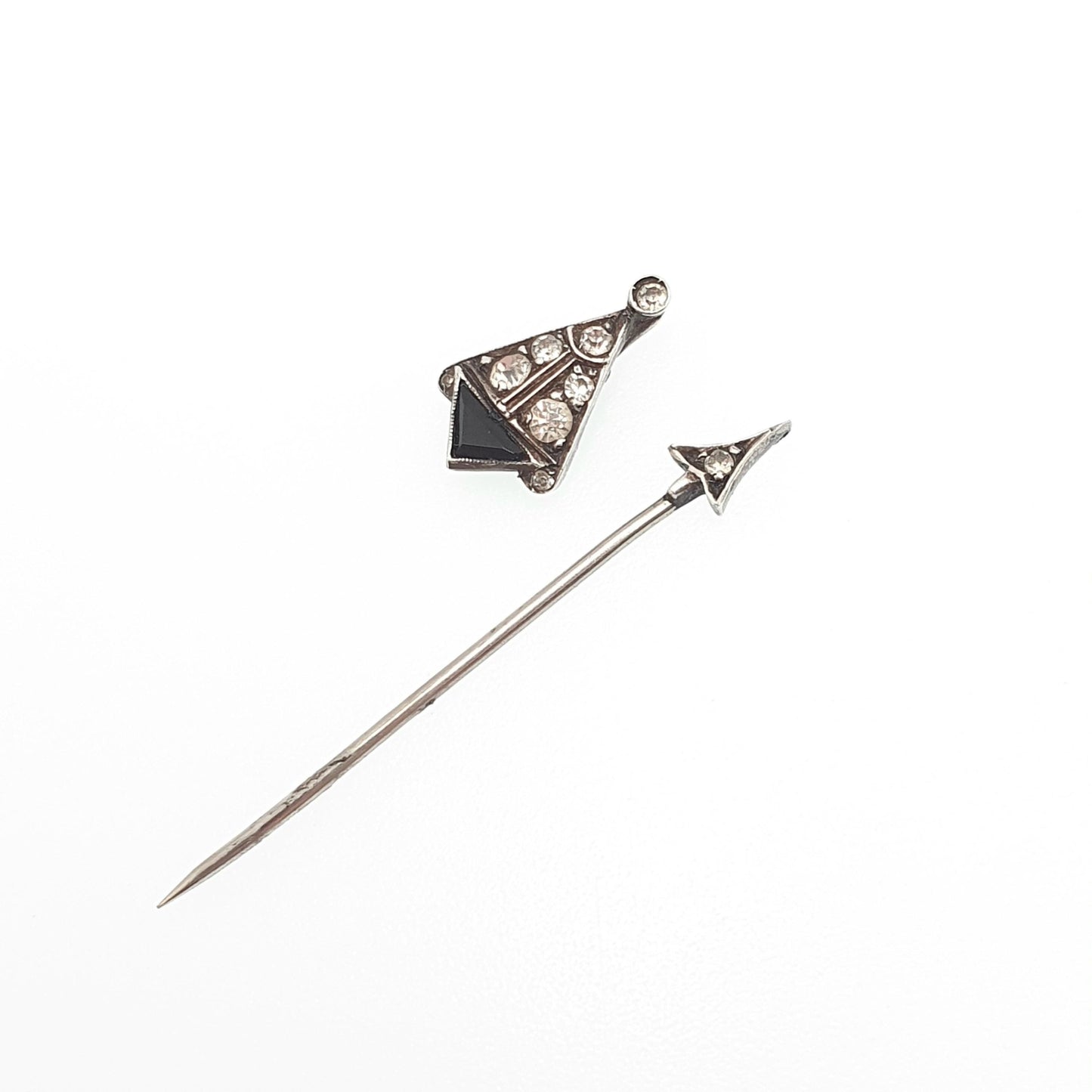 Antique Victorian Solid Silver Diamond Paste Arrow Stick Pin Lapel Genuine Vintage Lapel Jacket Coat Gents Mens Jewelry
