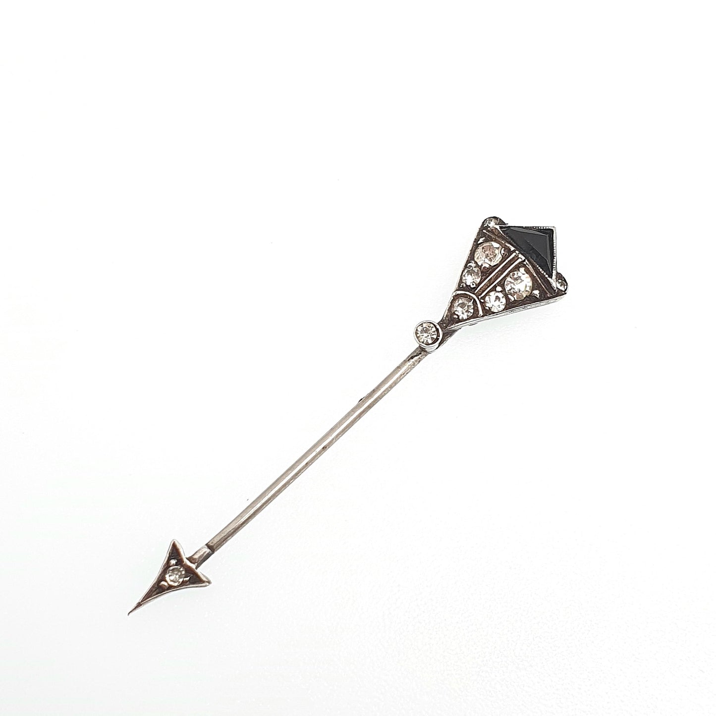 Antique Victorian Solid Silver Diamond Paste Arrow Stick Pin Lapel Genuine Vintage Lapel Jacket Coat Gents Mens Jewelry