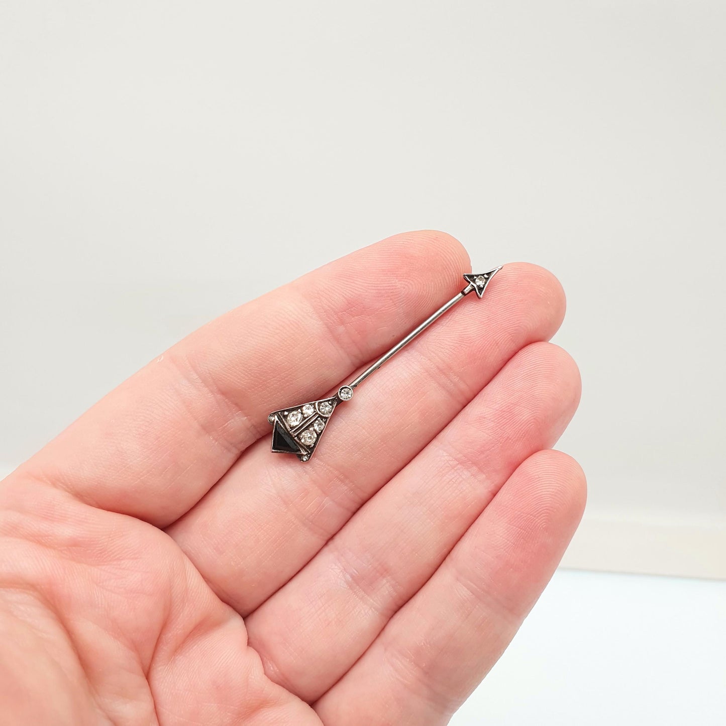 Antique Victorian Solid Silver Diamond Paste Arrow Stick Pin Lapel Genuine Vintage Lapel Jacket Coat Gents Mens Jewelry