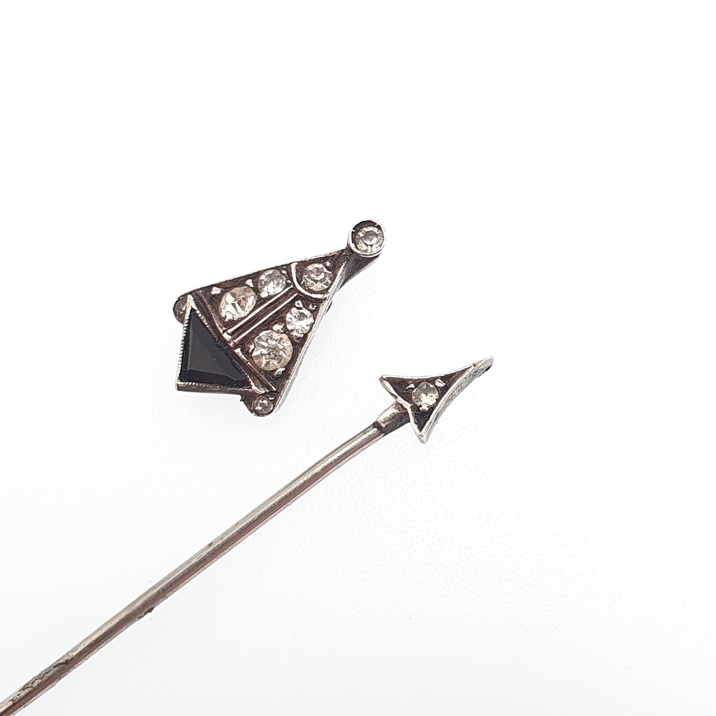 Antique Victorian Solid Silver Diamond Paste Arrow Stick Pin Lapel Genuine Vintage Lapel Jacket Coat Gents Mens Jewelry