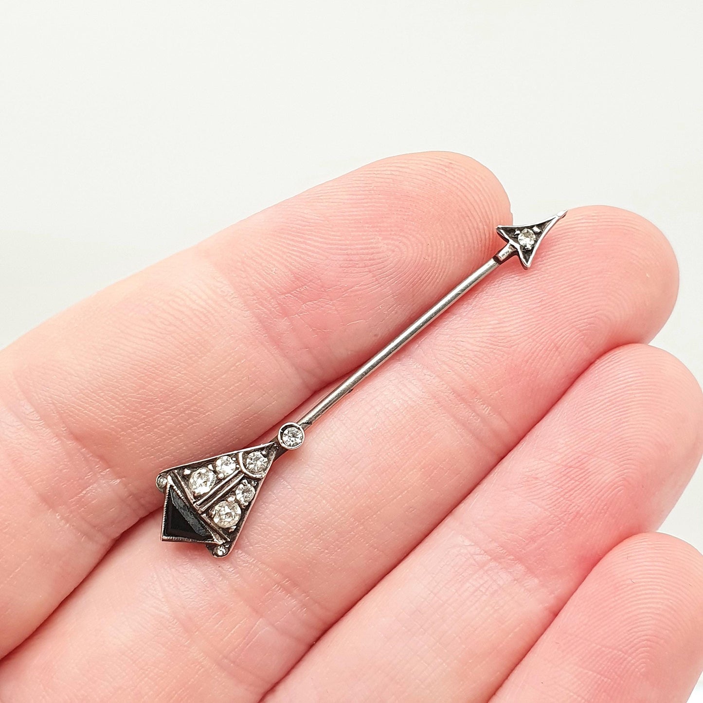 Antique Victorian Solid Silver Diamond Paste Arrow Stick Pin Lapel Genuine Vintage Lapel Jacket Coat Gents Mens Jewelry