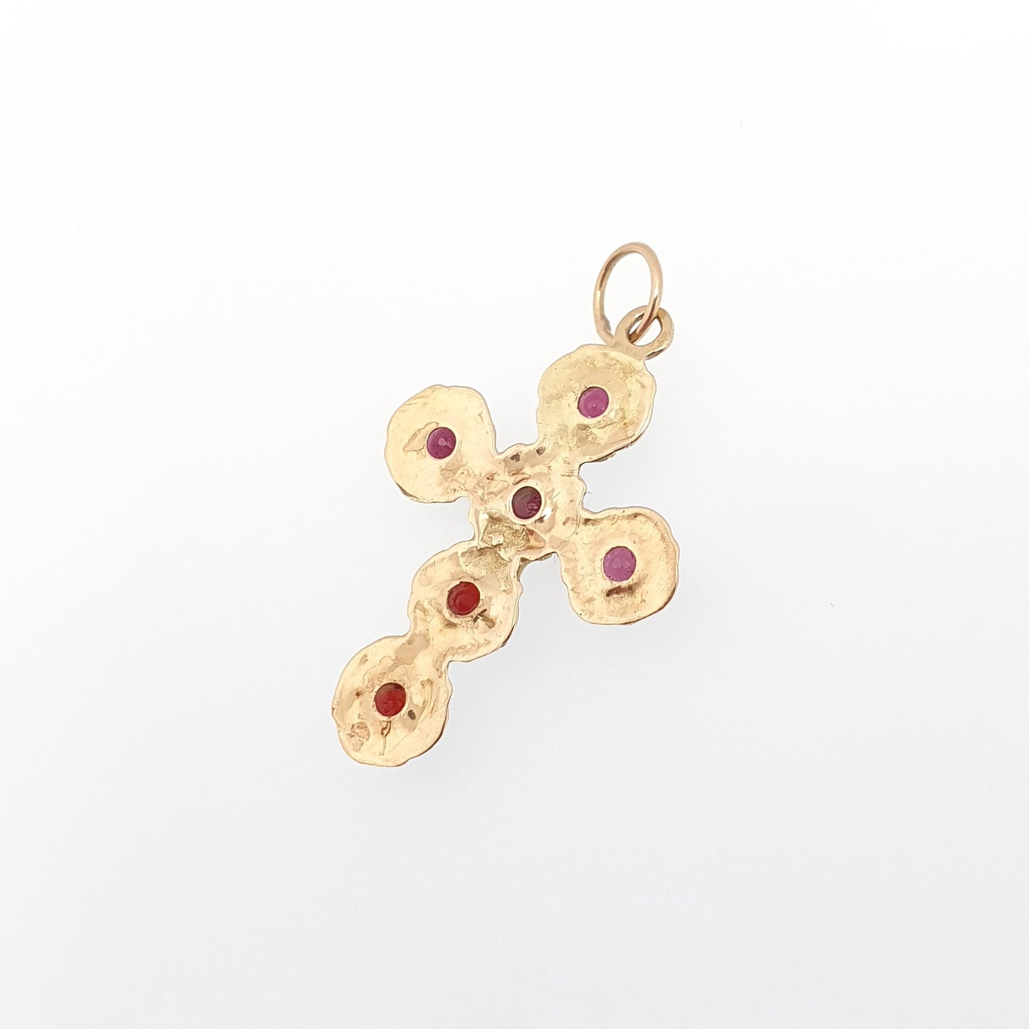Antique 18ct Gold Garnet Crucifix Pendant French Necklace Solid 18k 18kt Cross Vintage Jewellery Jewelry