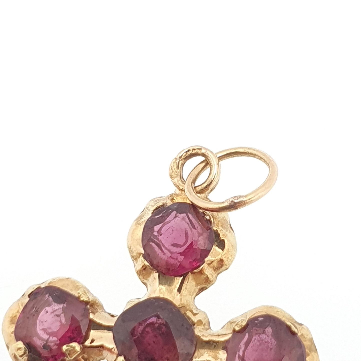 Antique 18ct Gold Garnet Crucifix Pendant French Necklace Solid 18k 18kt Cross Vintage Jewellery Jewelry