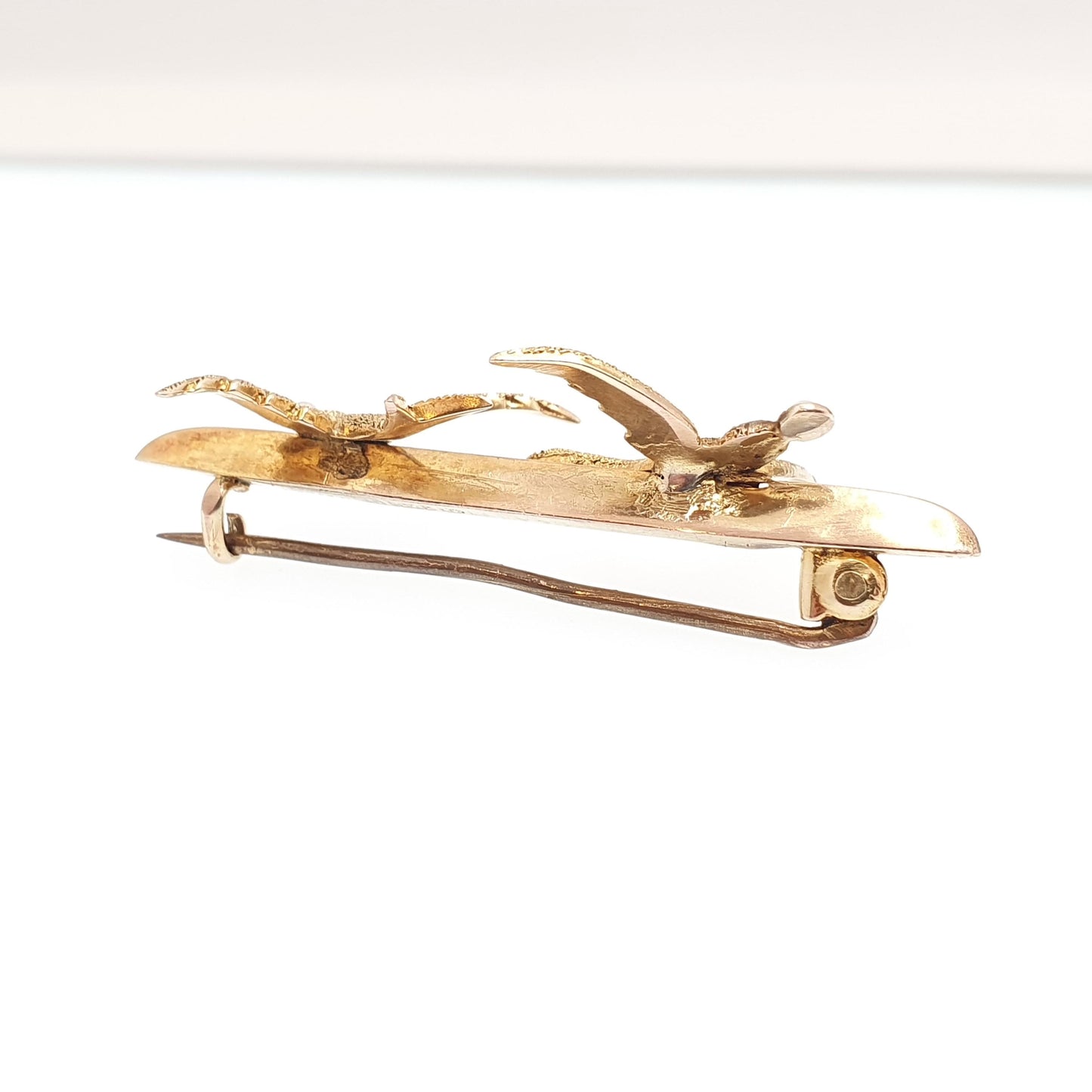 Antique 9ct Gold Pair of Swallows Brooch Bird Pin High Detail Seed Pearl Sweetheart 1905 Hallmark Solid 9kt 9k Vintage Jewelry Jewellery