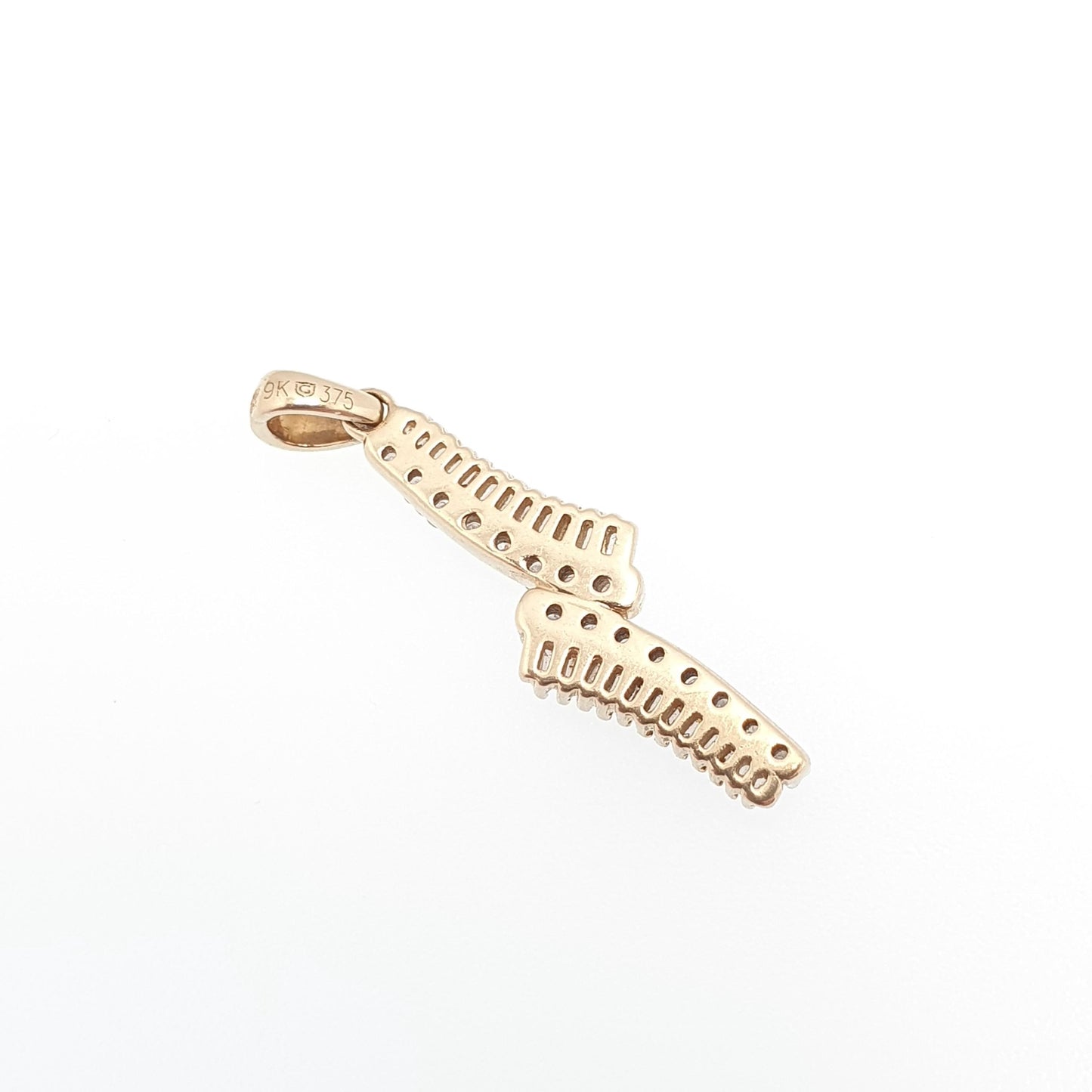 Modernist 9ct Gold Diamond Pendant Baguette & Brilliant Cut Genuine Natural Diamond Necklace Solid 375 9k Jewelry Jewellery