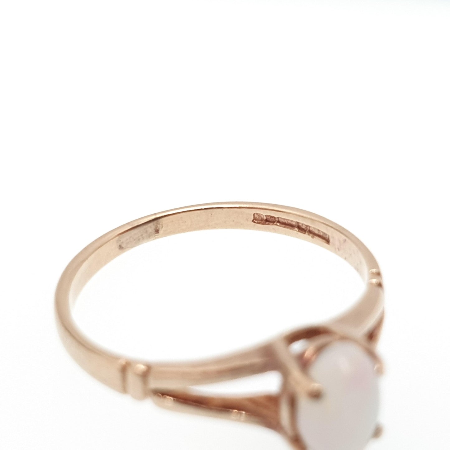 Vintage 9ct Gold Opal Ring White Solitaire Gemstone Pinky Pinkie Solid 9k Little Finger Hallmarked Jewelry Jewellery UK H 1/2 US 4
