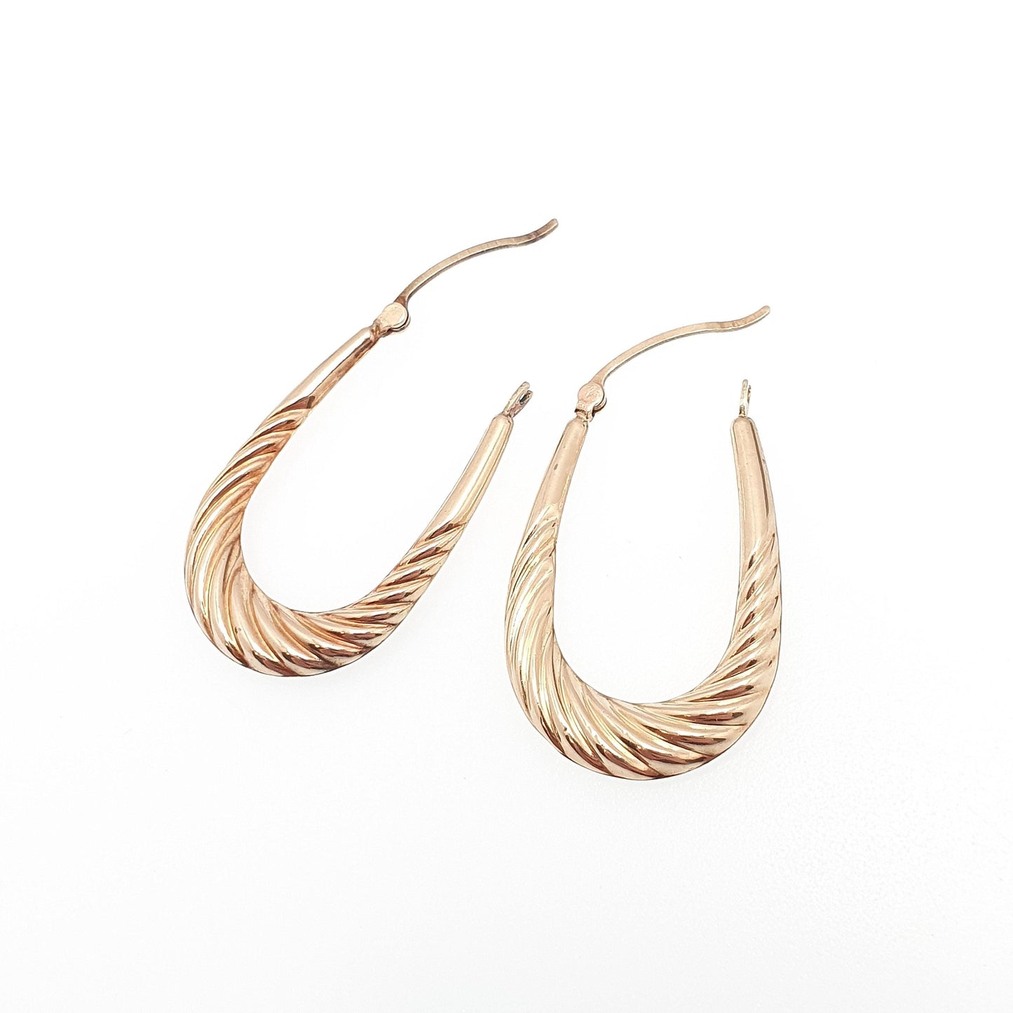Vintage 9ct 9k Gold Hoop Earrings Large Big Gypsy Creole U Shape 1980s 375 9 Carat Dangle Hanging Womens Jewelry Jewellery