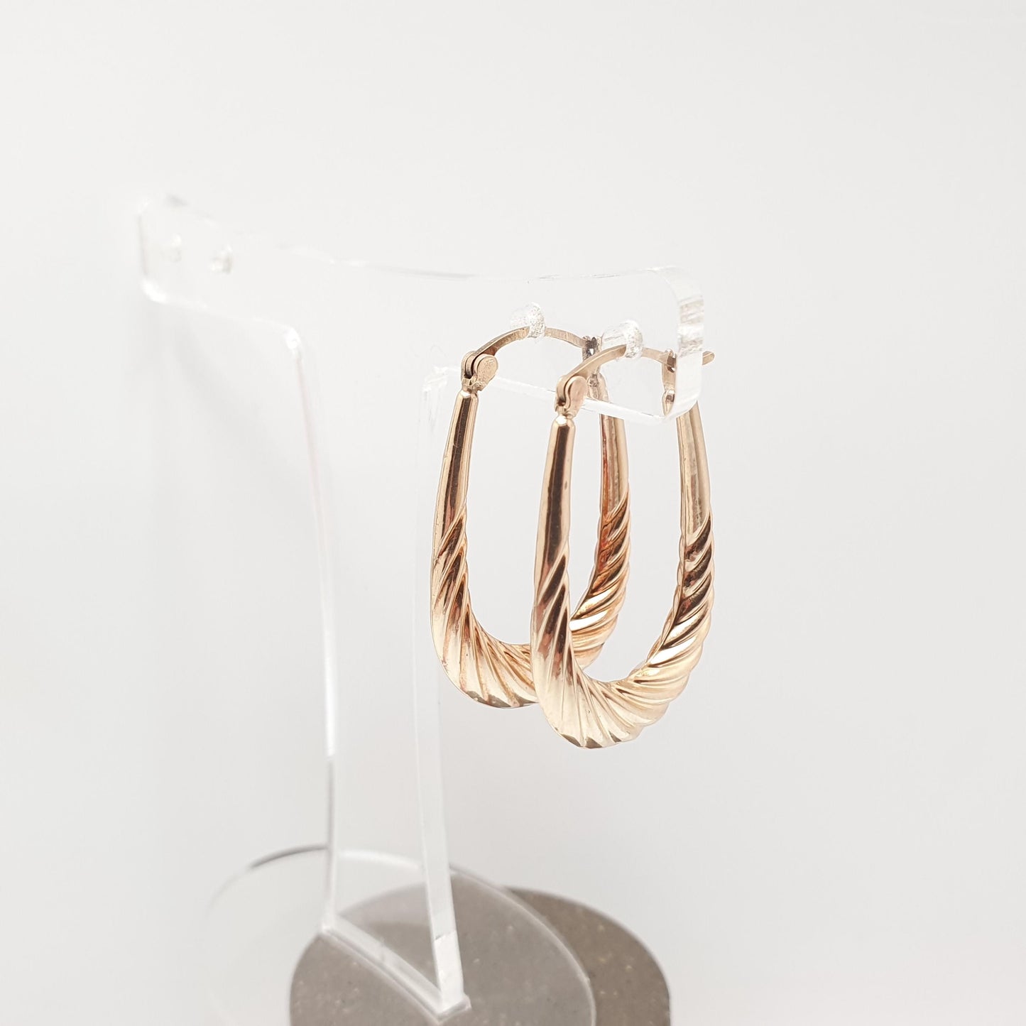 Vintage 9ct 9k Gold Hoop Earrings Large Big Gypsy Creole U Shape 1980s 375 9 Carat Dangle Hanging Womens Jewelry Jewellery