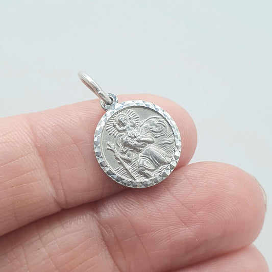 Vintage Sterling Silver GEORG JENSEN Tiny St Christopher Charm Pendant Very Small Jewellery Jewelry Men Women 925 Travel