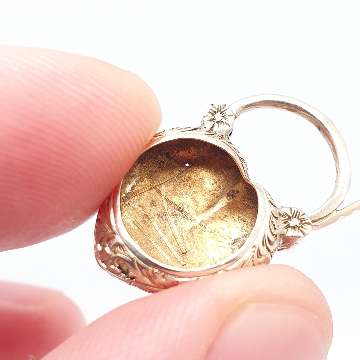 Antique Victorian 9ct Gold Garnet Padlock Clasp Hear Lock Charm Mourning Locket Engraved Necklace Lock Pendant Solid 9k 9kt Vintage