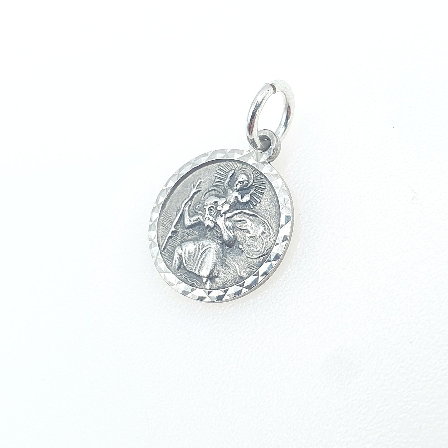 Vintage Sterling Silver GEORG JENSEN St Christopher Charm Pendant Tiny Small One Sided Jewellery Jewelry Men Women 925 Travel