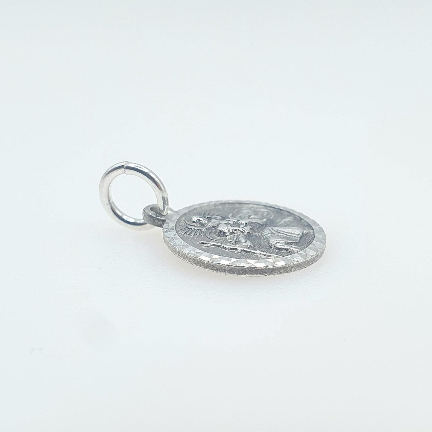 Vintage Sterling Silver GEORG JENSEN St Christopher Charm Pendant Tiny Small One Sided Jewellery Jewelry Men Women 925 Travel