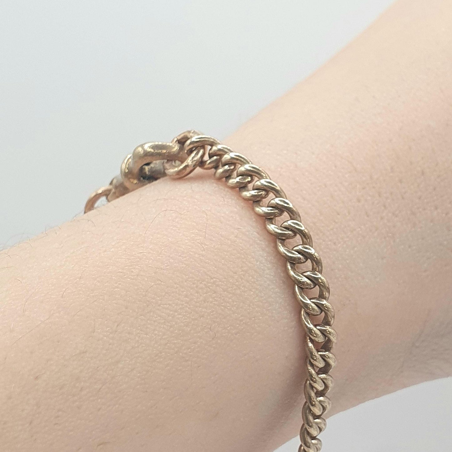 Antique Victorian Rose Rolled Gold Curb Link Bracelet Dog Clip Gold Filled 9.01g 20.5cm Jewelry Jewellery Mens Womens