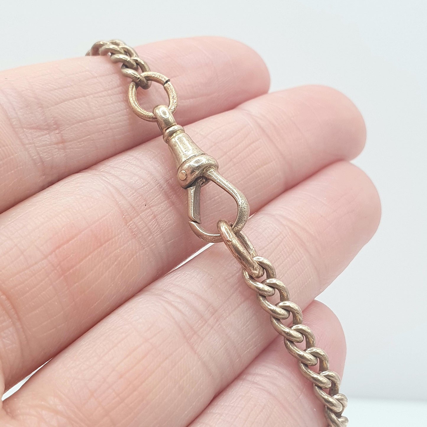 Antique Victorian Rose Rolled Gold Curb Link Bracelet Dog Clip Gold Filled 9.01g 20.5cm Jewelry Jewellery Mens Womens