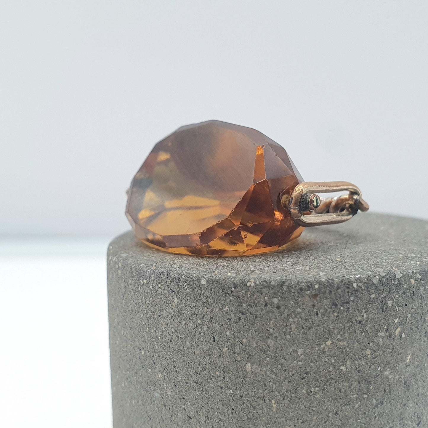 Antique Victorian Rose Rolled Gold Citrine Paste Spinner Fob Pendant Gold Filled Orange Glass 1800s Vintage Mens Womens Jewellery Jewelry