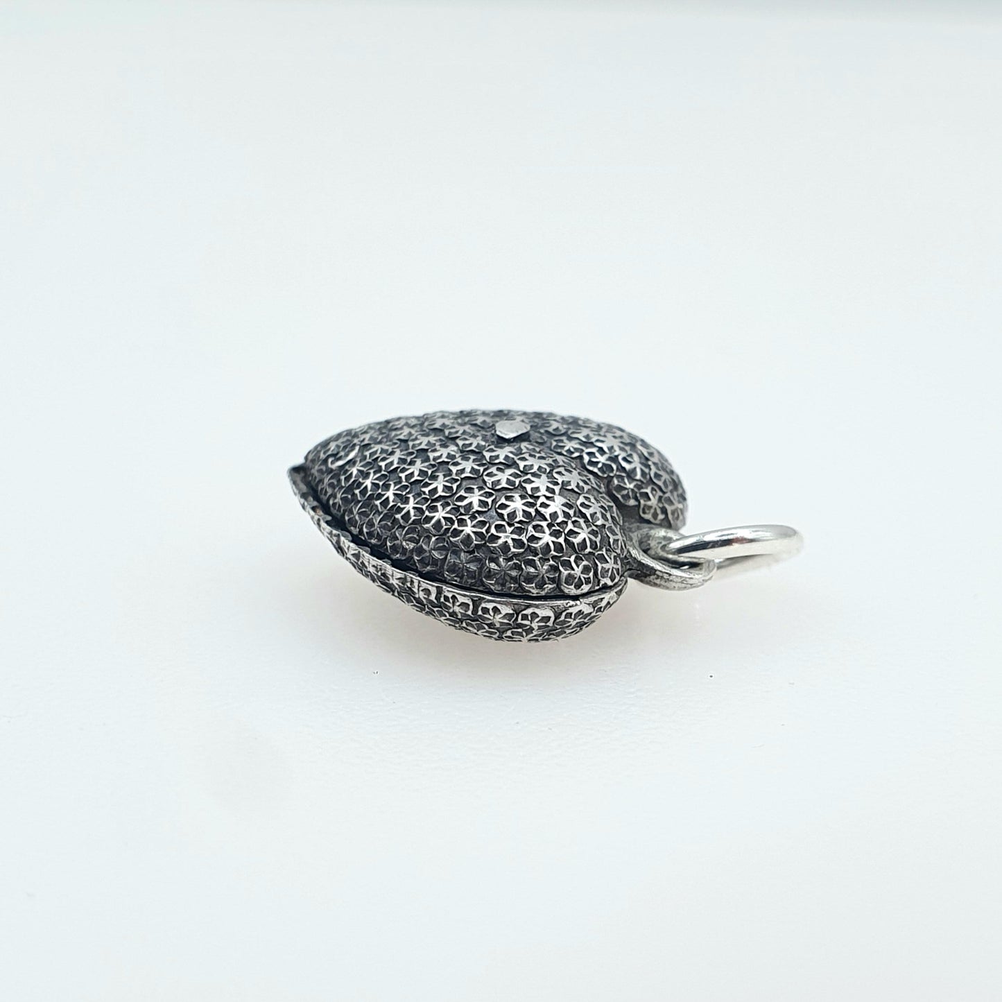 Antique Victorian Solid Silver Puffer Heart Charm Pendant Pastry Cutter Effect Charles Horner Style Womens Jewelry Vintage Jewellery