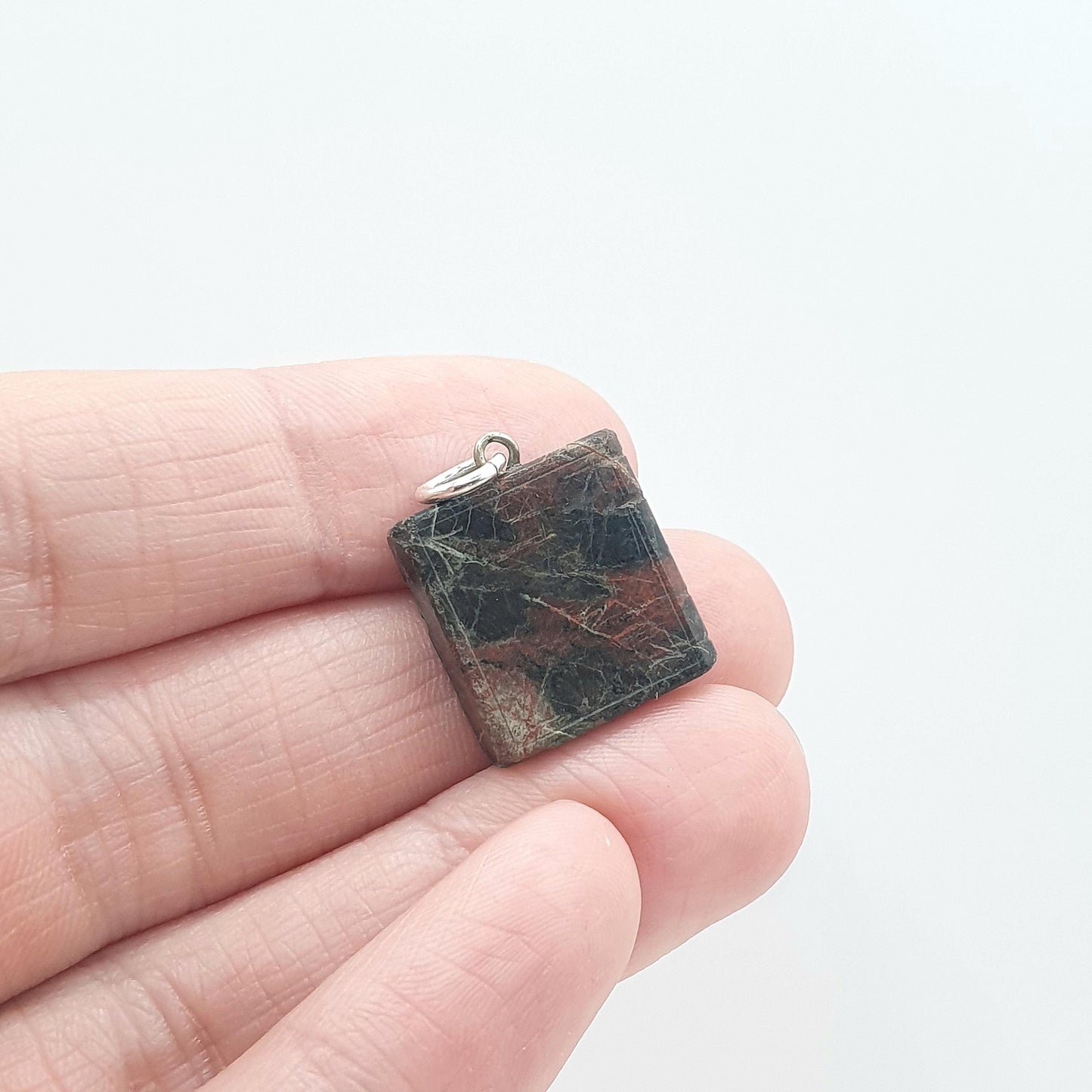 Antique Victorian Bloodstone Book Bible Charm Pendant Genuine Quartz Gemstone Base Metal Vintage 1800s Jewelry Jewellery