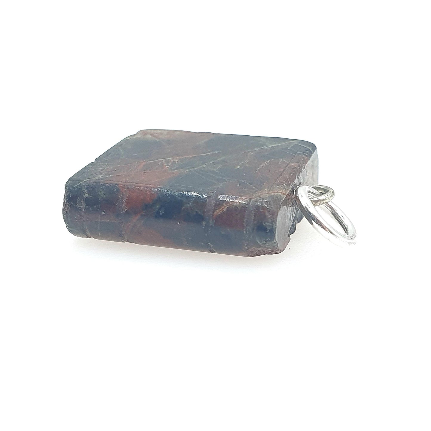 Antique Victorian Bloodstone Book Bible Charm Pendant Genuine Quartz Gemstone Base Metal Vintage 1800s Jewelry Jewellery