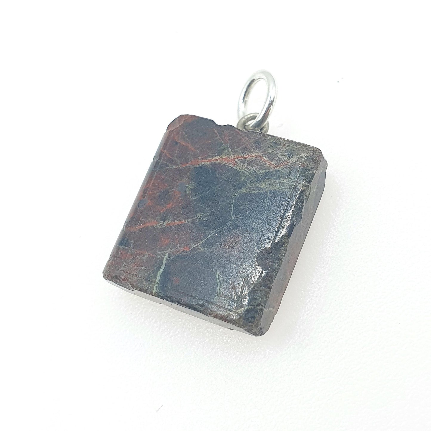 Antique Victorian Bloodstone Book Bible Charm Pendant Genuine Quartz Gemstone Base Metal Vintage 1800s Jewelry Jewellery