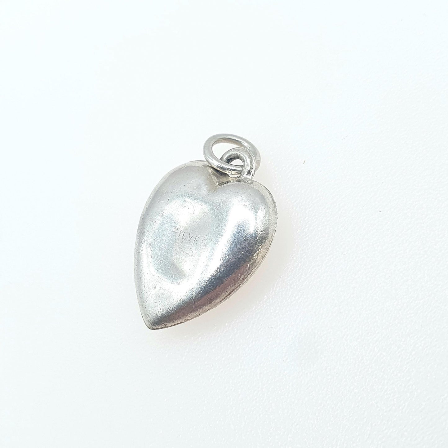 Antique Solid Silver Heart Bird Pendant Charm Small Gift Cute Love Gift Swallow Unisex Vintage Womens Necklace Jewellery Jewelry