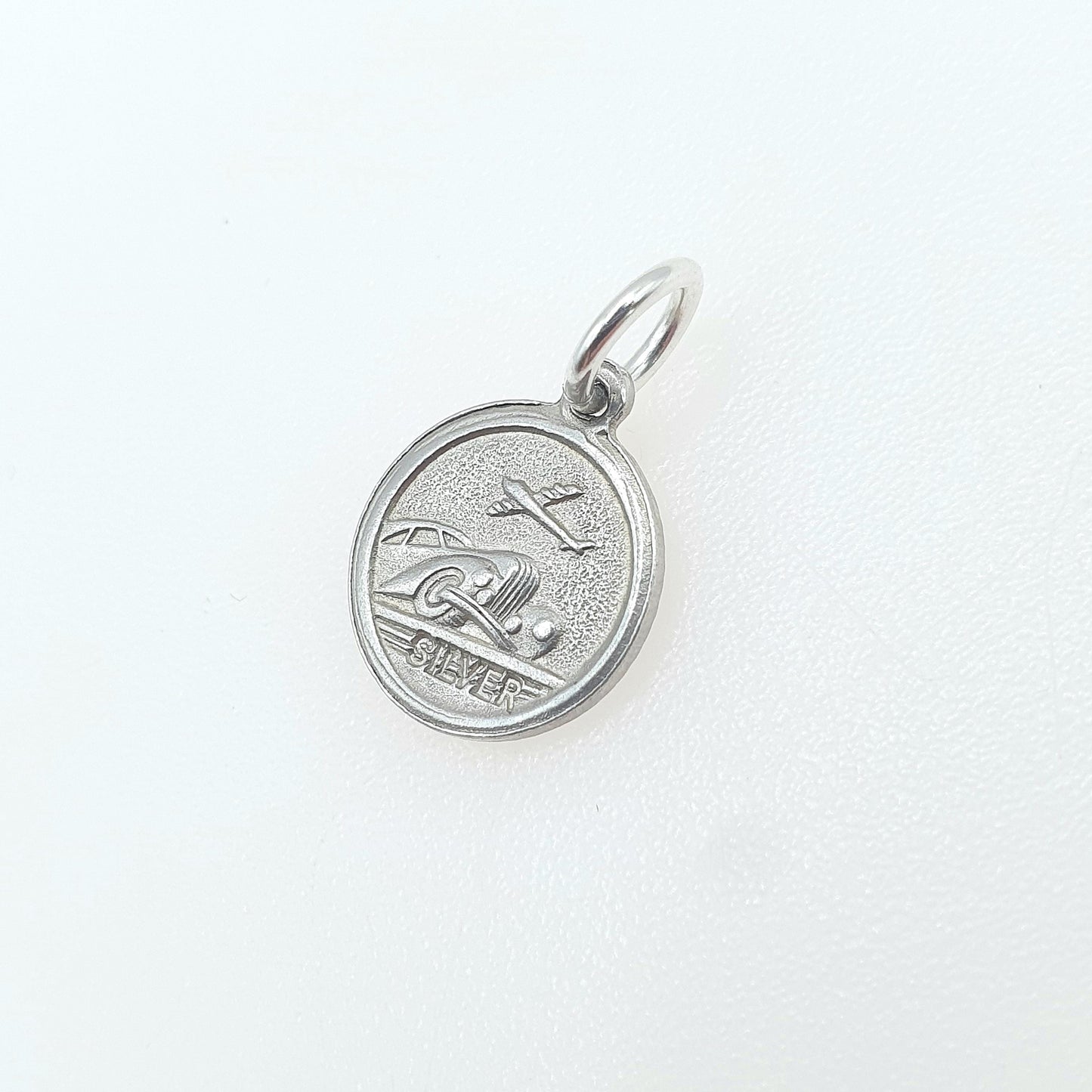 Vintage Sterling Silver Tiny St Christopher Charm Pendant Car Plane Double Sided Saint Womens Mens Jewellery Jewelry