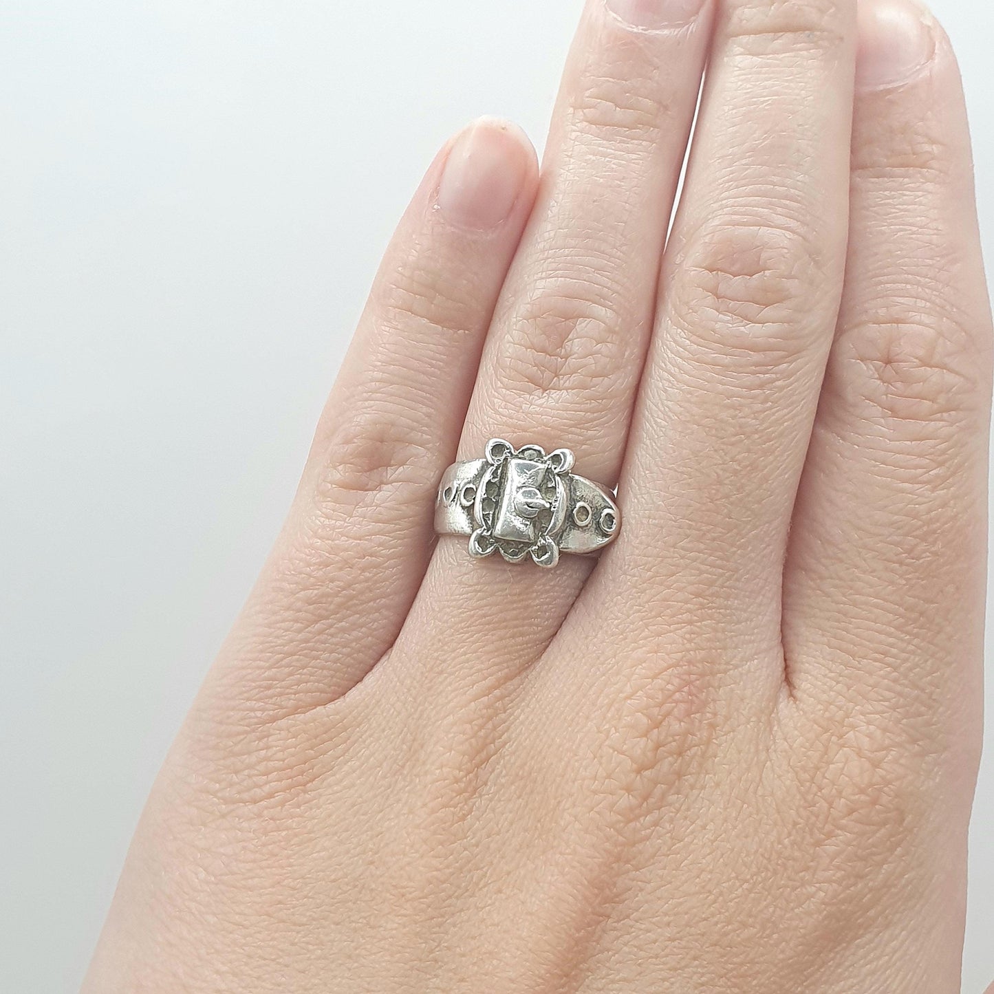Antique Victorian Solid Silver Buckle Ring Belt Band Loyalty and Commitment Womens Mens Jewelry Jewellery UK K US 5.25