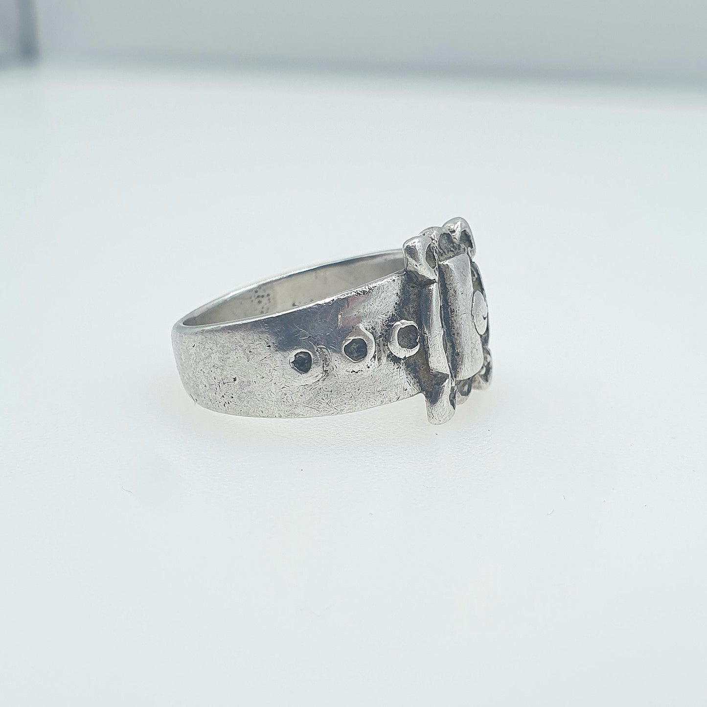 Antique Victorian Solid Silver Buckle Ring Belt Band Loyalty and Commitment Womens Mens Jewelry Jewellery UK K US 5.25
