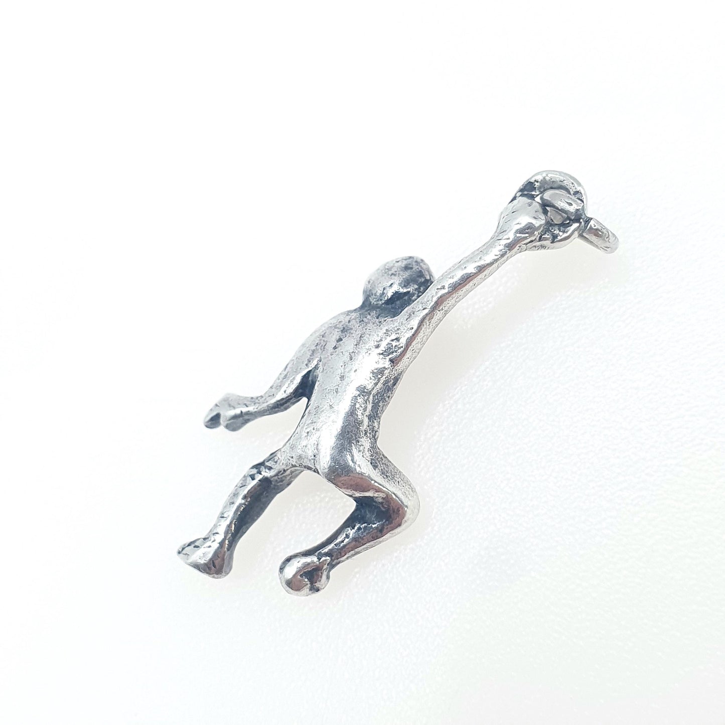 Antique Solid Silver Monkey Charm Pendant Hanging Chimp Victorian Ape Animal Cute Womens Jewelry Vintage Jewellery