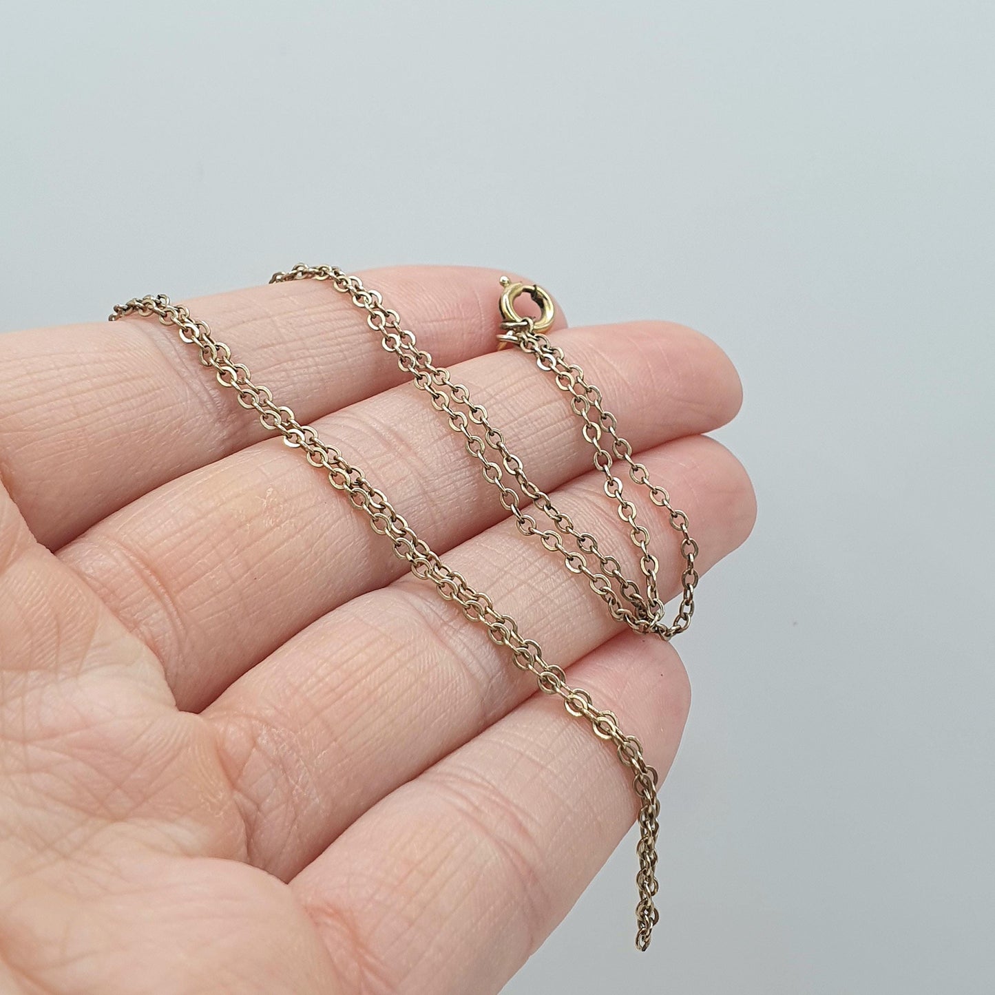 Antique Rolled Gold Cable Link Chain Necklace Gold Filled Oval Trace Links 42cm 1.47g Vintage Jewelry Jewellery