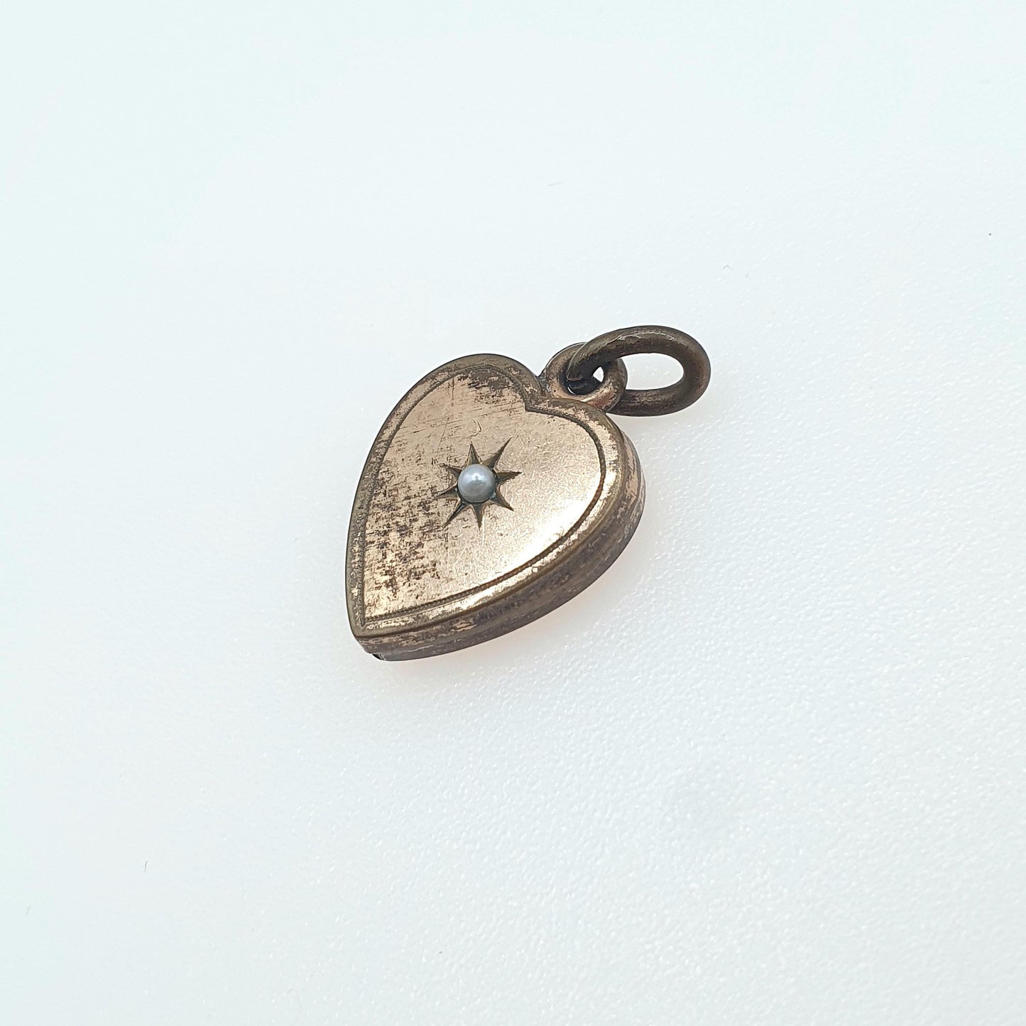 Antique Victorian Rolled Gold Seed Pearl Puffer Heart Pendant Charm Gold Filled Womens Jewelry Vintage Jewellery
