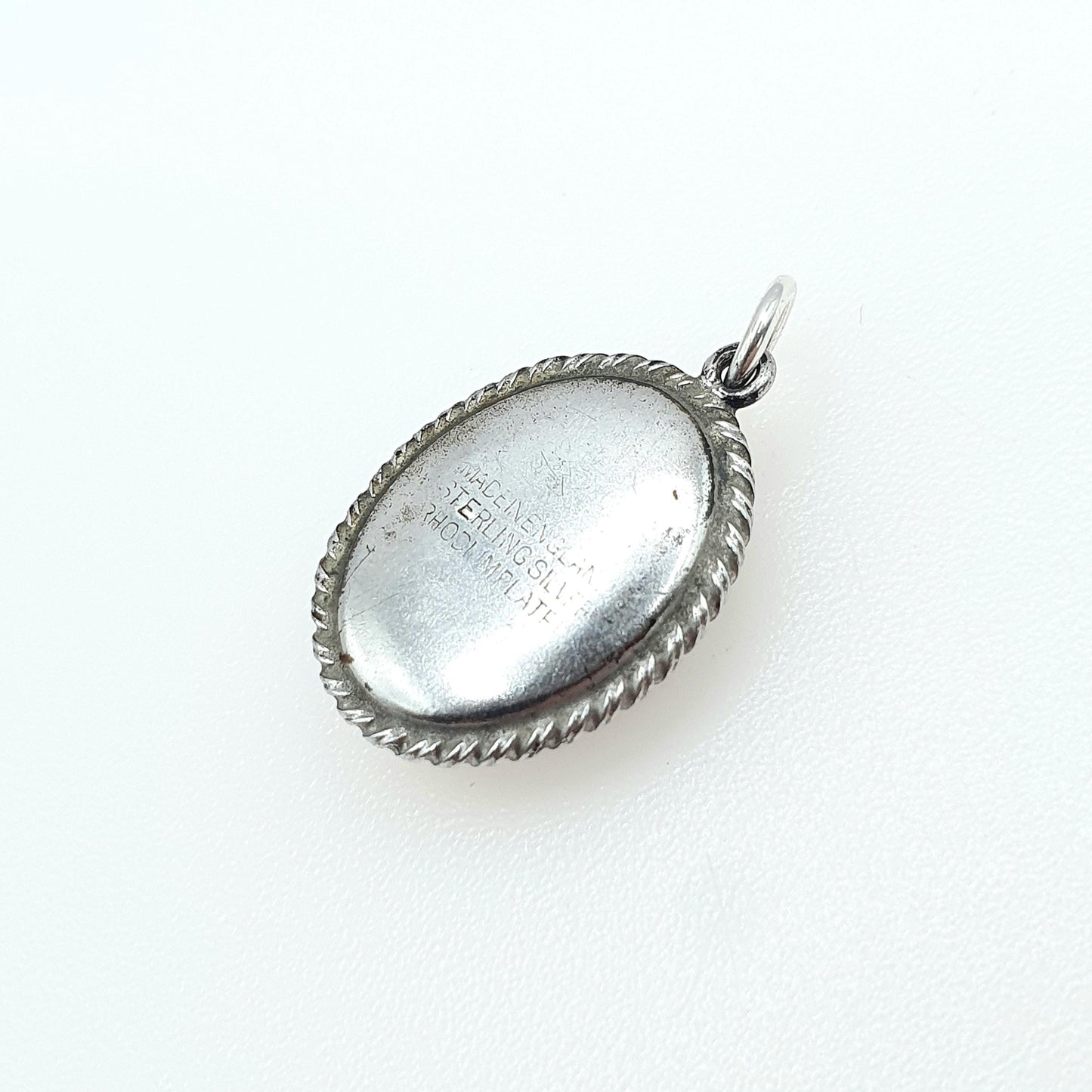 Antique Sterling Silver Butterfly Wing Pendant Painted with Lady TLM Art Deco Necklace Insect Vintage Jewellery Jewelry
