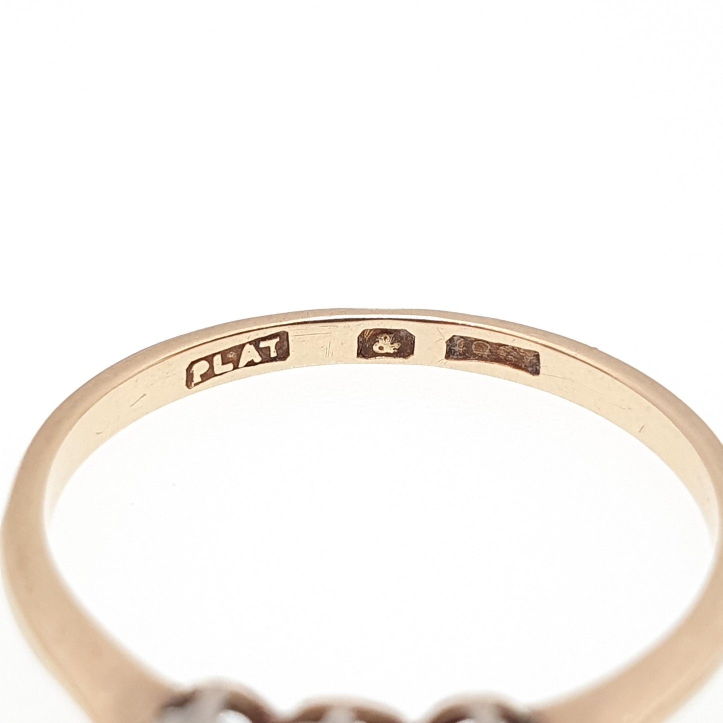 Antique 18k 18ct Gold Diamond Ring Trilogy Natural Diamonds Art Deco Solid 750 Platinum Engagement Wedding Womens Vintage Jewelry Jewellery