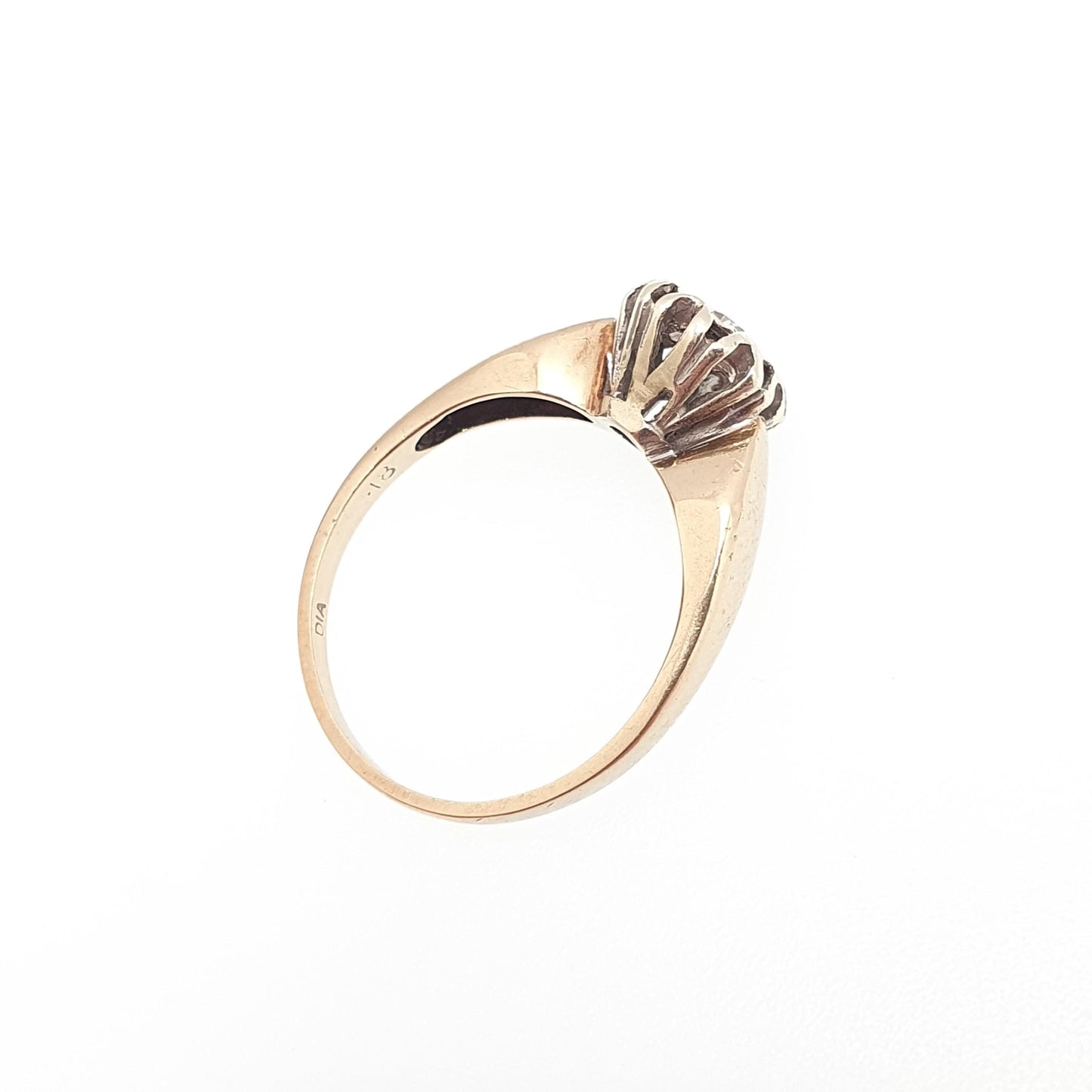 Vintage 9ct Gold Diamond Ring 0.18ct Solitaire Illusion Star Setting Solid 9k 375 9kt Natural Gemstone White Gold Womens Jewelry Jewellery