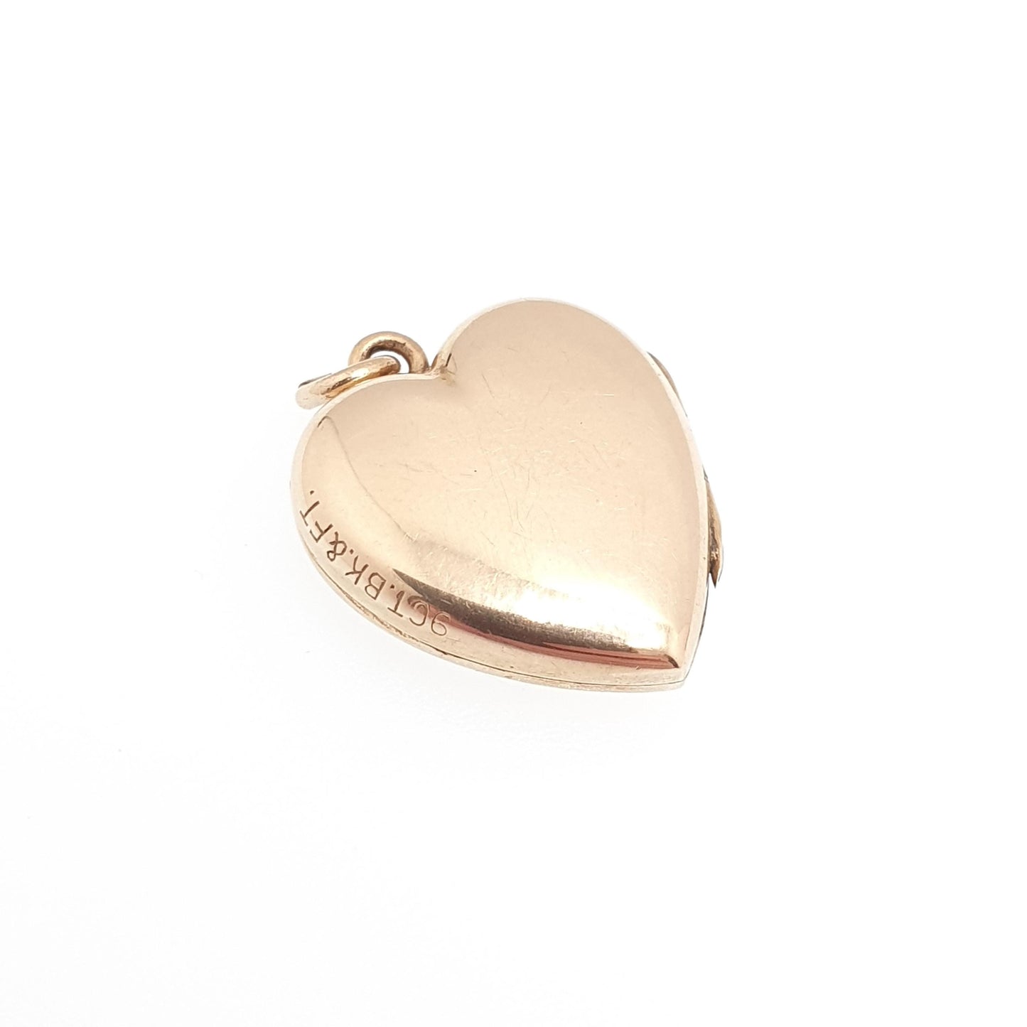 Antique 9ct Gold Heart Locket Cute Engraved Solid 9k 375 Pendant Love Gift Back & Front Necklace Jewelry Womens Jewellery