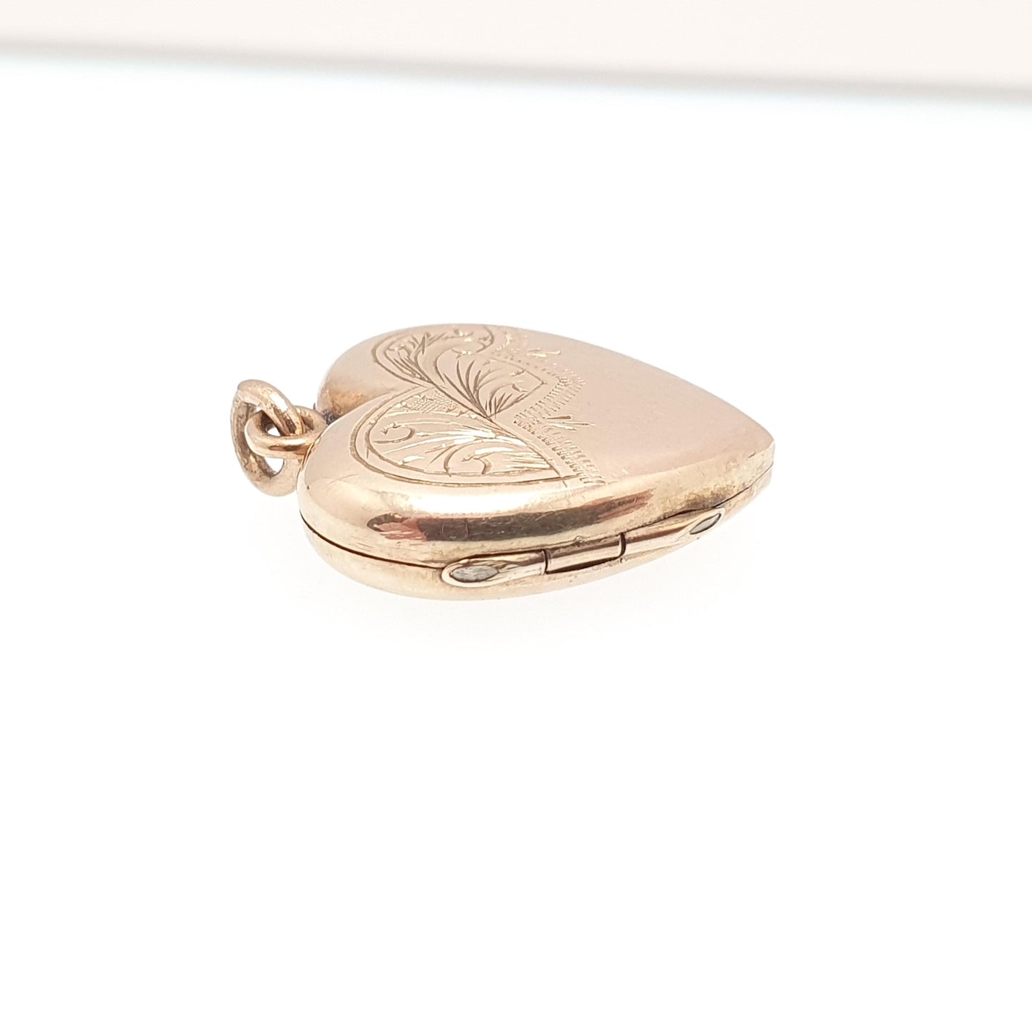 Antique 9ct Gold Heart Locket Cute Engraved Solid 9k 375 Pendant Love Gift Back & Front Necklace Jewelry Womens Jewellery