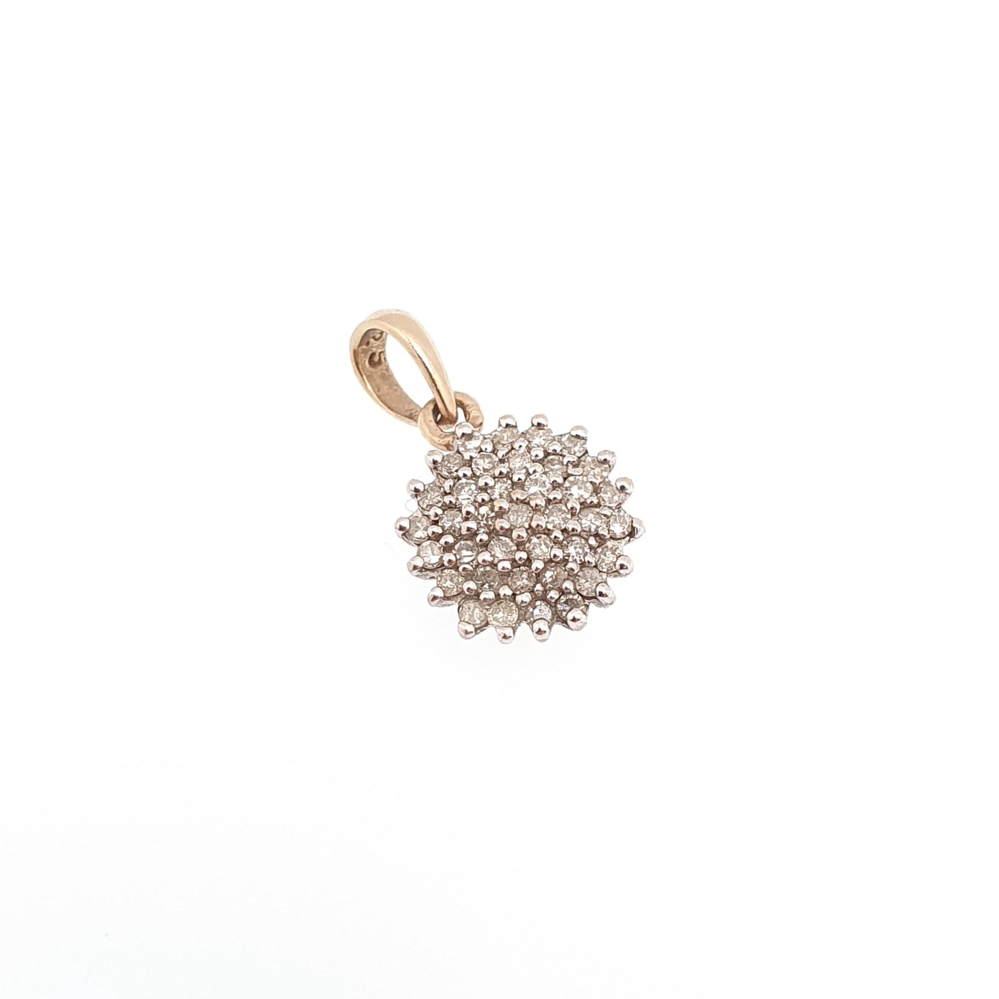 Vintage 9ct Gold 0.25 Carat Diamond Necklace Pendant Cluster Solid 9k 375 Natural Diamonds 9kt Sparkly Womens Jewelry Jewellery