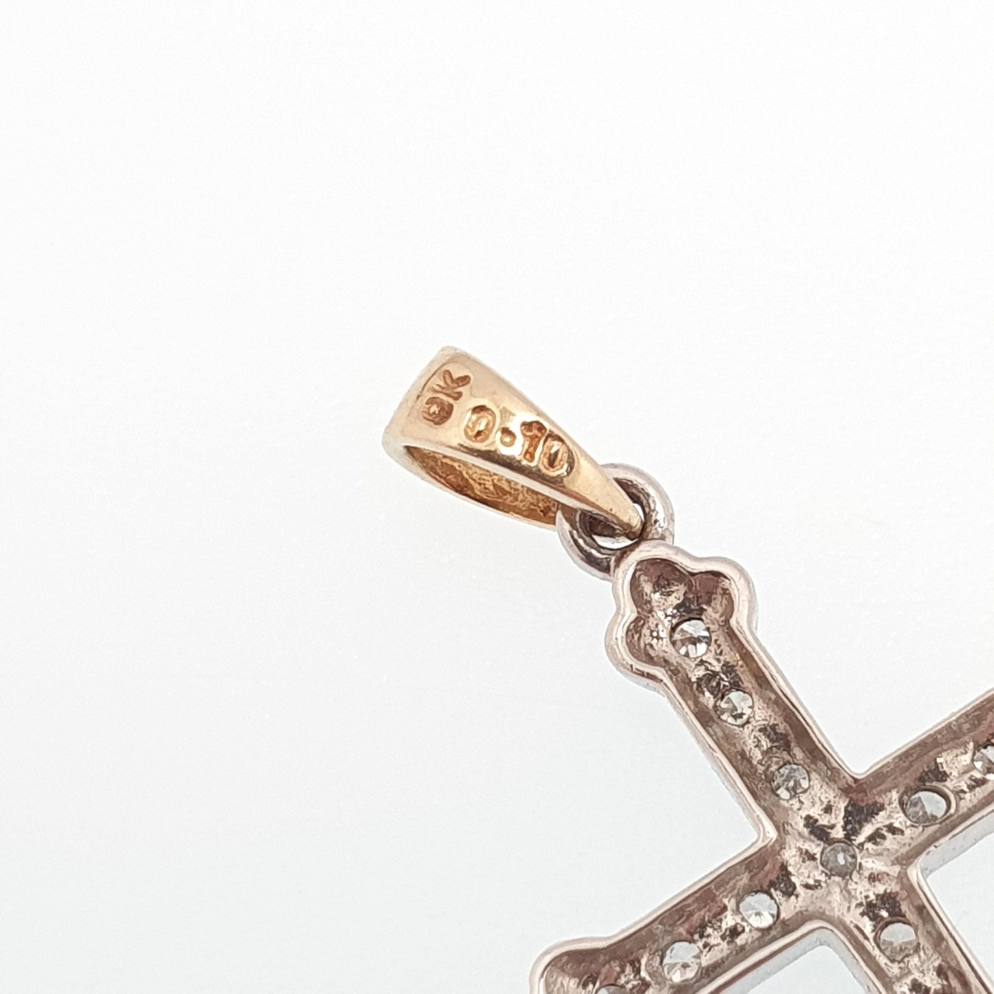 Vintage 9ct Gold Diamond Cross Crucifix Pendant 01.ct of Natural Diamonds Solid 9k 9kt 375 Necklace White Gold Jewelry