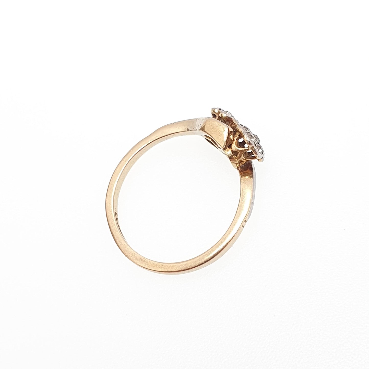 Antique 18k 18ct Gold Diamond Ring Flower Cluster Crossover Art Deco Solid 750 18kt Wedding Womens Engagement Vintage
